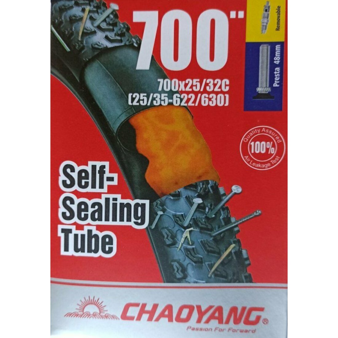 ChaoYang Camera d'aria Antiforatura Autosigillante 700x25/32 Valvola 48 mm removibile